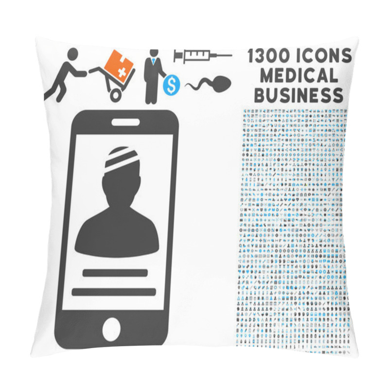 Personality  Patient Mobile Icon With 1300 Medical Business Icons Pillow Covers