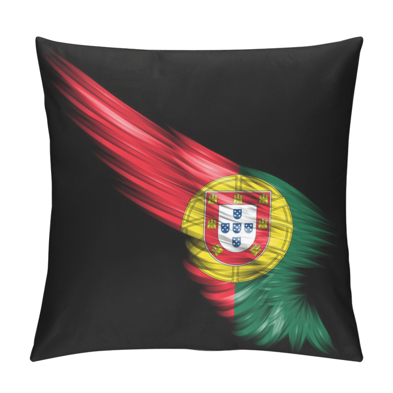 Personality  Abstract Wing With Portugal Flag On Black Background Pillow Covers