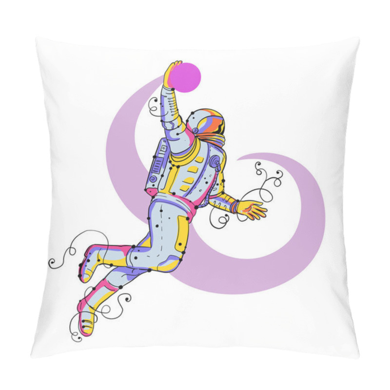 Personality  Astronaut Dunking Ball Doodle Pillow Covers