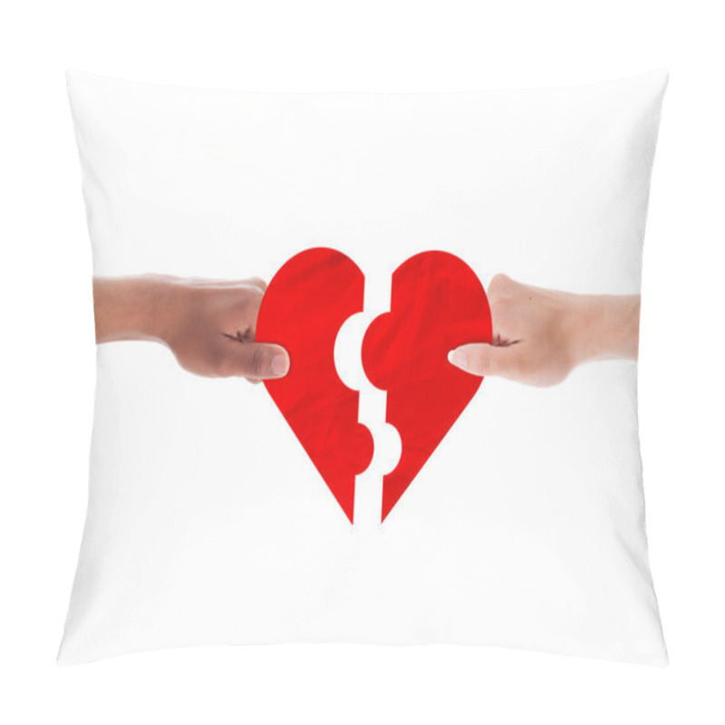 Personality  Mixed Couple Hands Holding Holding Heart Shape Puzzle Pillow Covers