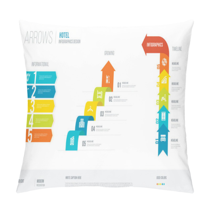 Personality  Arrows Style Infogaphics Design From Hotel Concept. Infographic  Pillow Covers