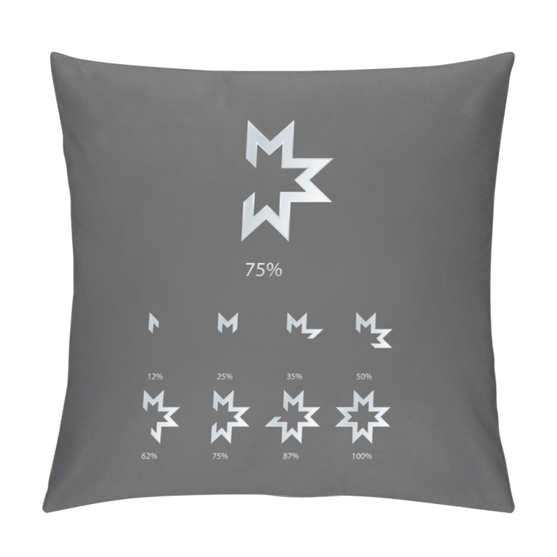 Personality  Creative Loading Button. Four United M Letters. Modern Design El Pillow Covers