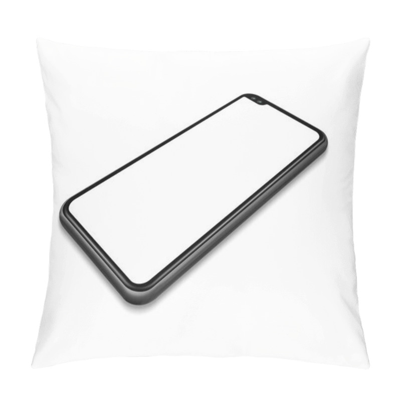 Personality  All-screen Blank Smartphone Mockup Isolated On White. 3D Render Pillow Covers