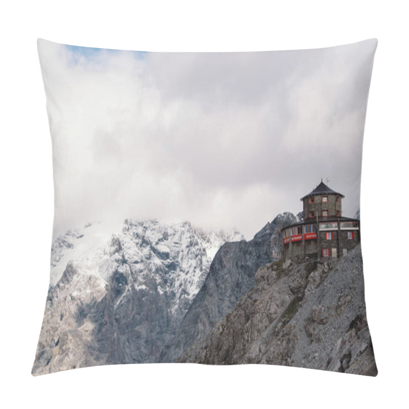 Personality  Stelvio Pass Mountain Hut With Glacier Views Pillow Covers