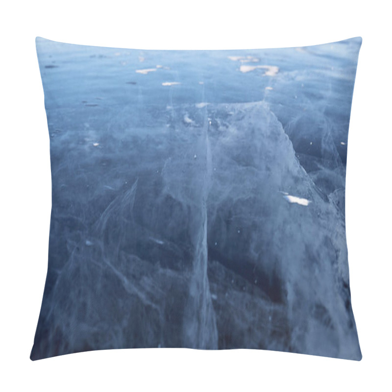 Personality  Texture Of Ice Of Baikal Lake In Siberia. Blue Lake Ice.  Pillow Covers