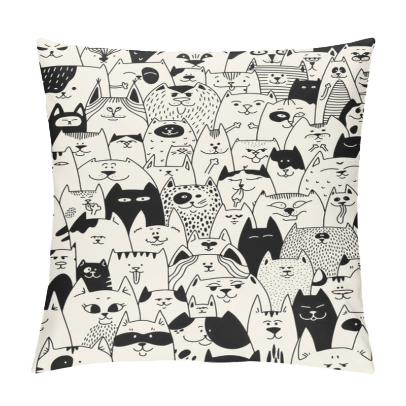 Personality  Full House Of Cats. Many Different Cats In The Vector. The Characters Of The Cats. Pets. Affectionate Cat. Background For A Pet Store. Pets Logo. Pillow Covers