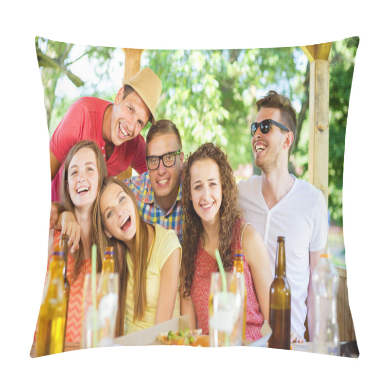 Personality  Friends Drinking And Having Fun In Pub Pillow Covers