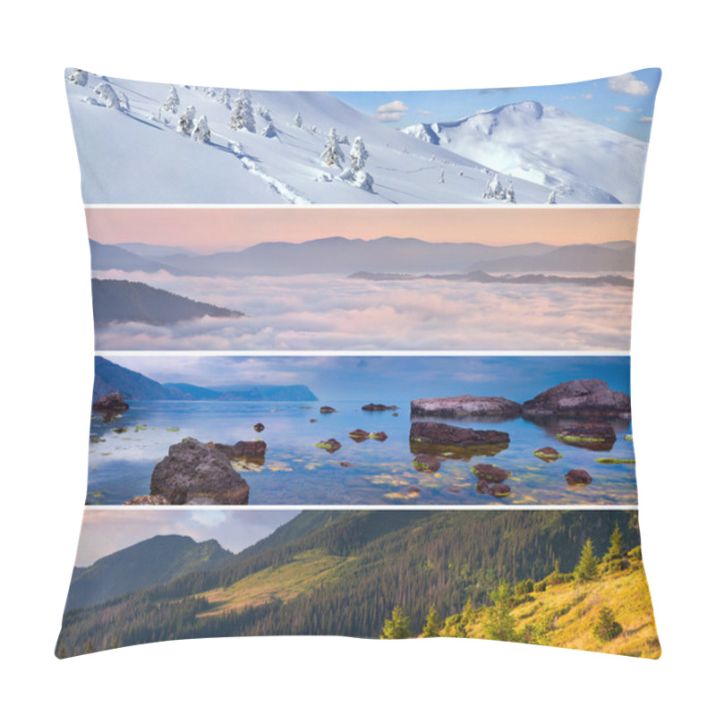 Personality  Set Of The 4 Seasons Landscape Pillow Covers