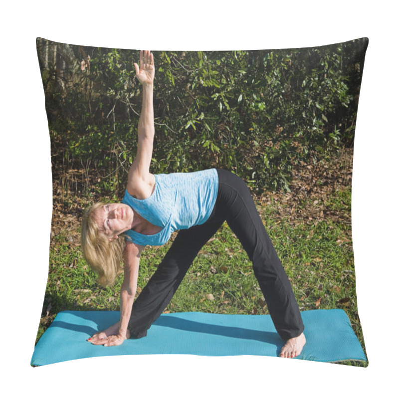 Personality  Mature Woman Yoga - Triangle Pose Pillow Covers