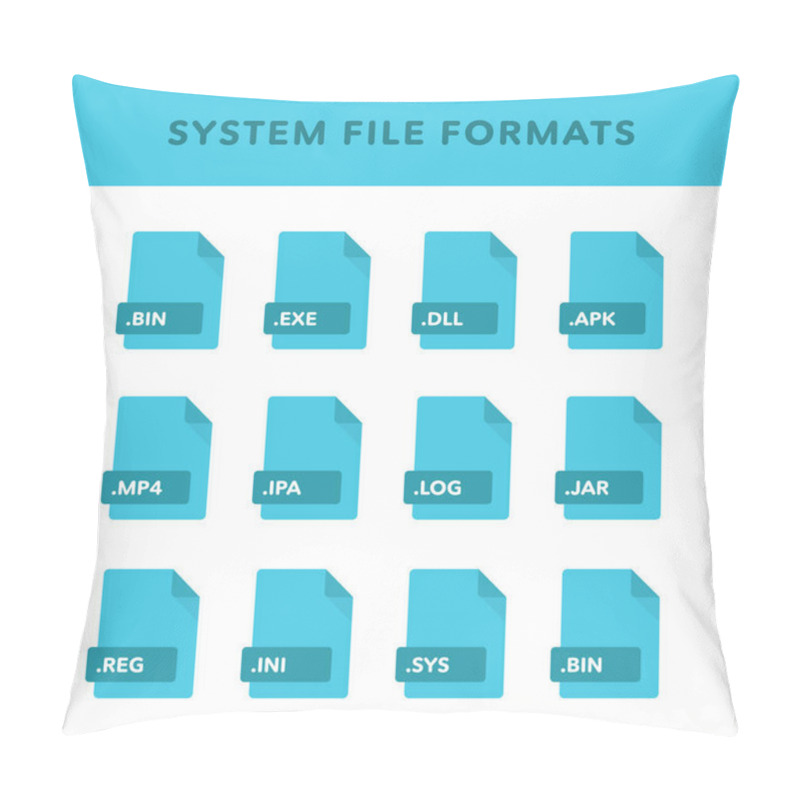 Personality  Set Of System File Formats And Labels In Flat Icons Style. Vector Illustration Pillow Covers