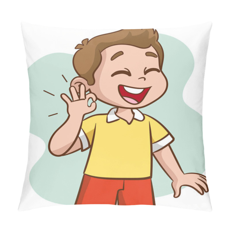 Personality  Cute Happy Children With Different Positive Emotions, Feelings, Excited Facial Expressions, Thumb Up And Waving Hand Gestures, Success V Sign ,self Confidence, And Optimistic Body Languages Pillow Covers