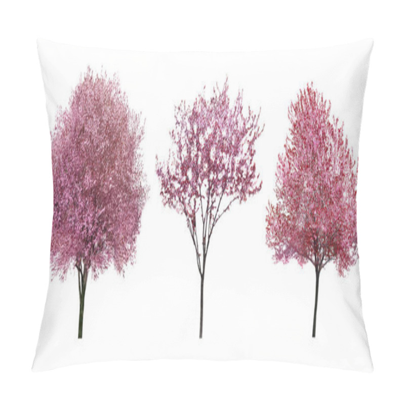 Personality  Beautiful Blossoming Trees On White Background Pillow Covers