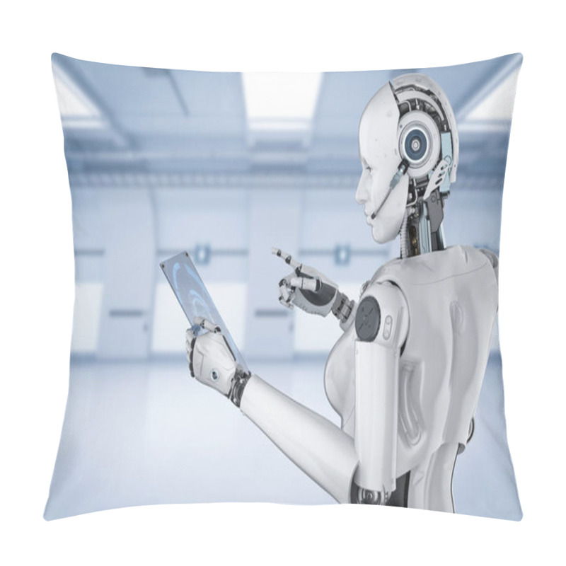 Personality  Female Cyborg With Glass Tablet Pillow Covers