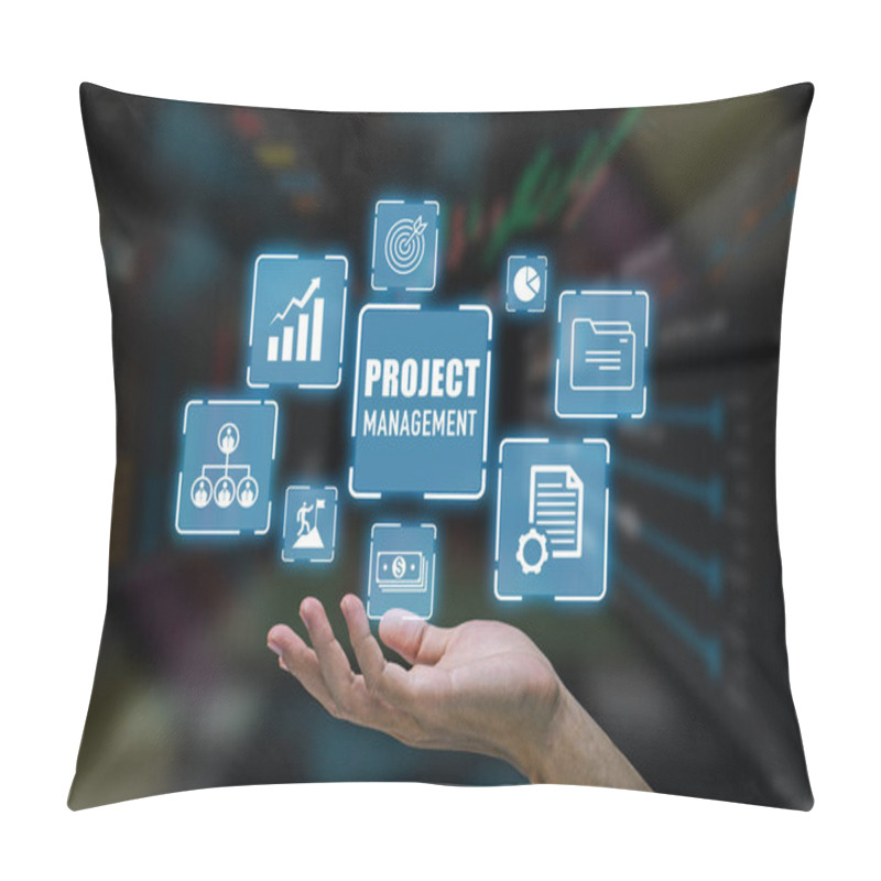 Personality  Project Management.Project Managers Streamline Tasks And Progress Progress Planning With Company Chart Scheduling Interface. Pillow Covers