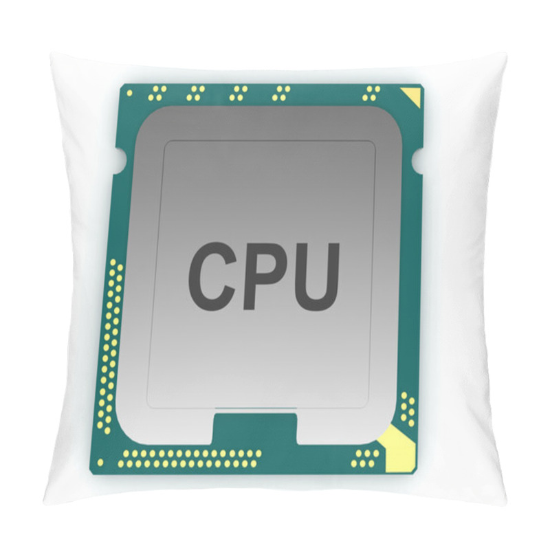 Personality  3d Illustration CPU Chip, Central Processor Unit On White Backgr Pillow Covers