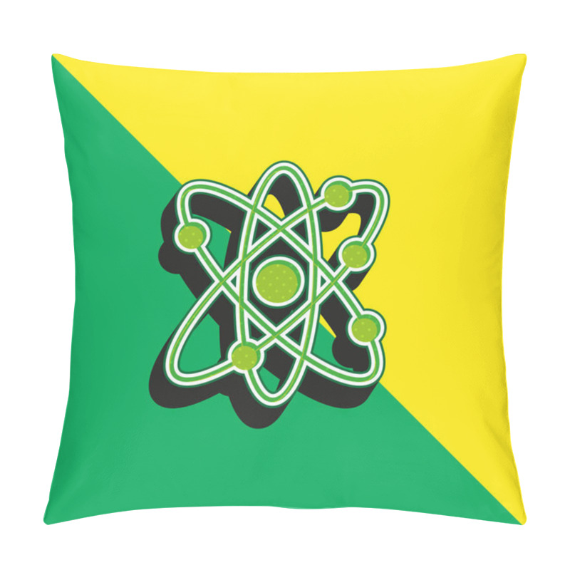 Personality  Atom Green And Yellow Modern 3d Vector Icon Logo Pillow Covers