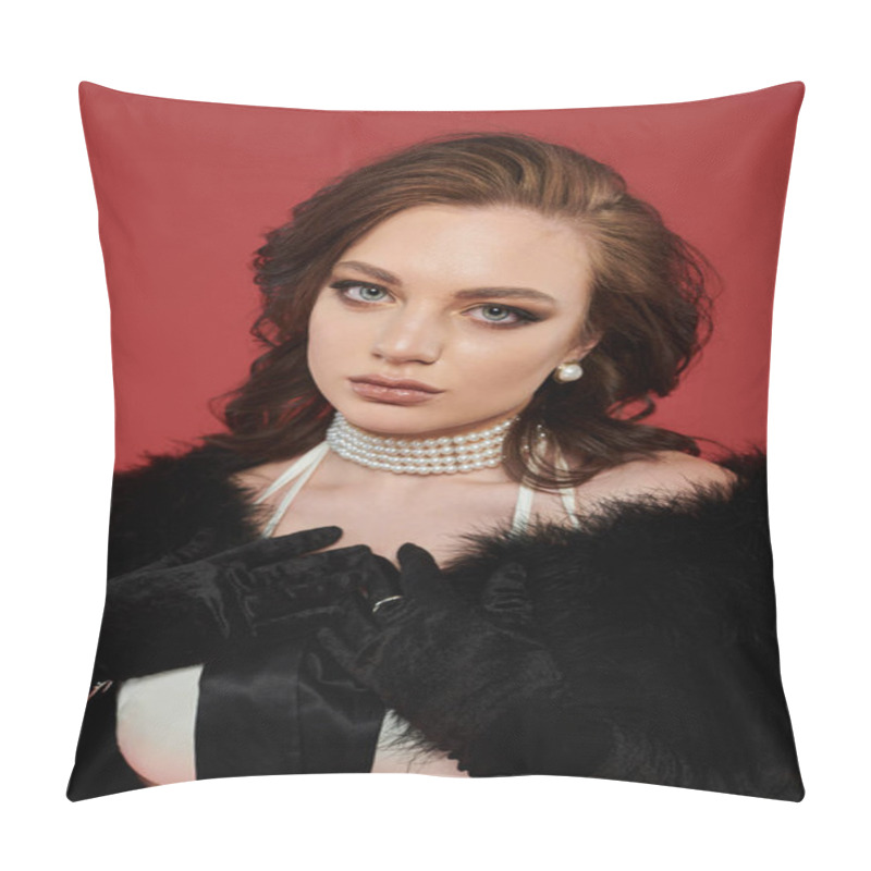 Personality  A Young Beautiful Woman Exudes Sophistication In Her Elegant Outfit And Glamorous Accessories. Pillow Covers