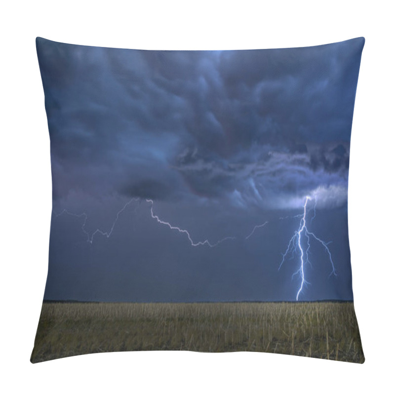 Personality  A Mezocyclone Lightning Storm With Dark Clouds Forming Over The Plains In Tornado Alley, Oklahoma At Nigh Pillow Covers