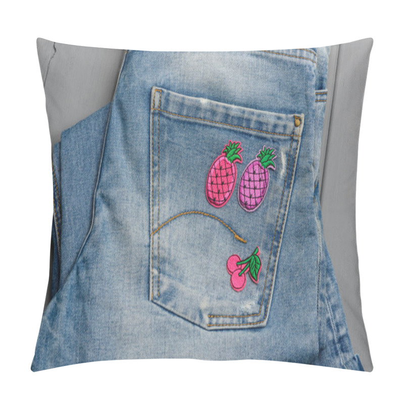 Personality  Pink Fruit Embroidered Patches Pillow Covers