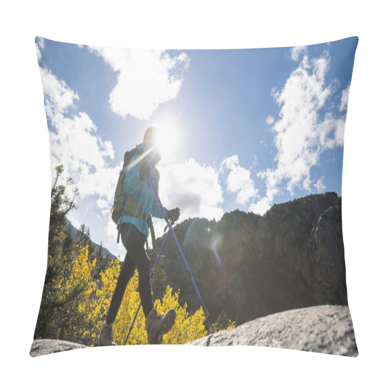 Personality  Woman Hiker Hiking  In Winter Mountains Pillow Covers