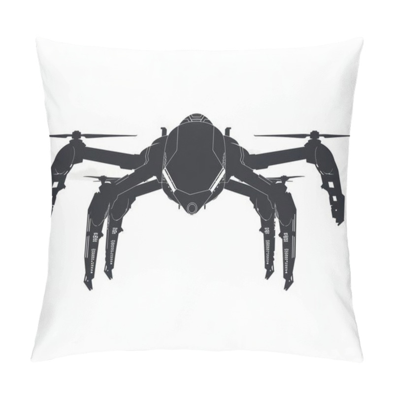 Personality  A Sleek, Futuristic Drone With A Unique Spider-like Design, Showcasing Advanced Technology And Engineering. Pillow Covers