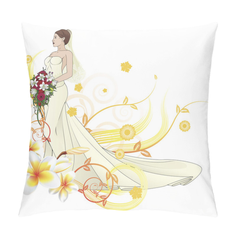 Personality  Bride Beautiful Wedding Dress Floral Background Pillow Covers