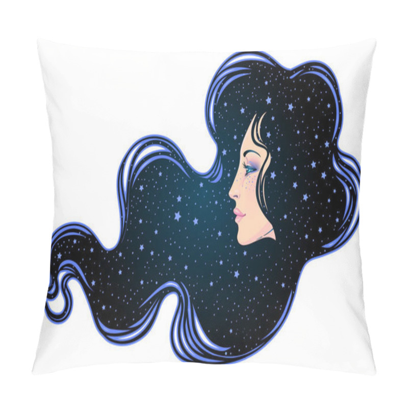 Personality  Profile Of Girl With Hair Full Of Stars Inside Pillow Covers