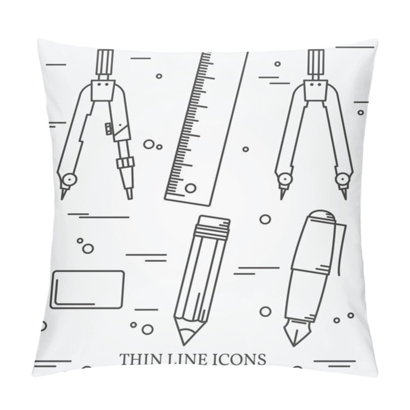 Personality  Drawing Tools Thin Line Icon Set For Web And Mobile. Pillow Covers