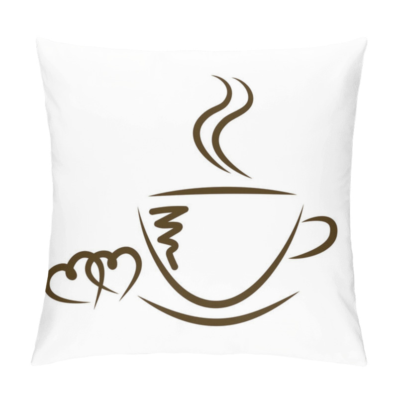 Personality  Web Icon Cups Of Coffee And Hearts Isolated Pillow Covers