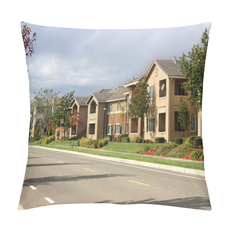 Personality  Modern Apartment Complex In Suburban Neighborhood Pillow Covers