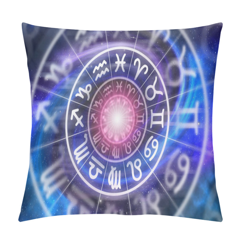 Personality  Zodiac Signs Inside Of Horoscope Circle - Astrology And Horoscopes Concept Pillow Covers