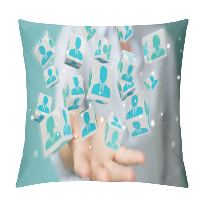 Personality  Businesswoman Choosing Candidate For A Job 3D Rendering Pillow Covers