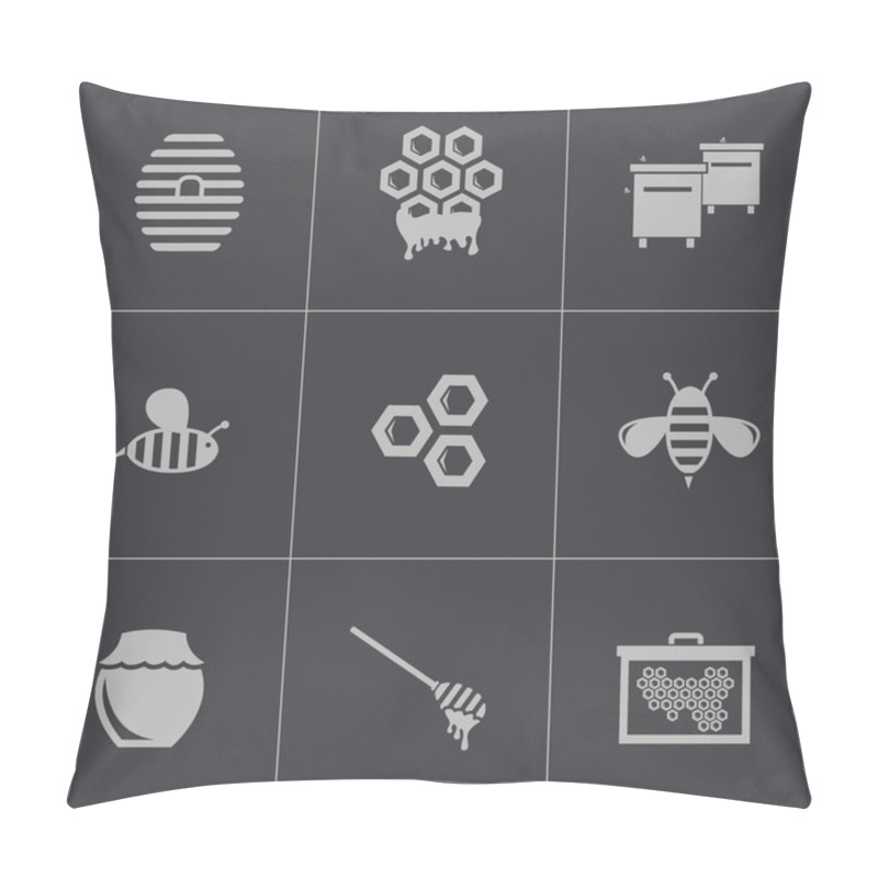 Personality  Vector Black Honey Icons Set Pillow Covers