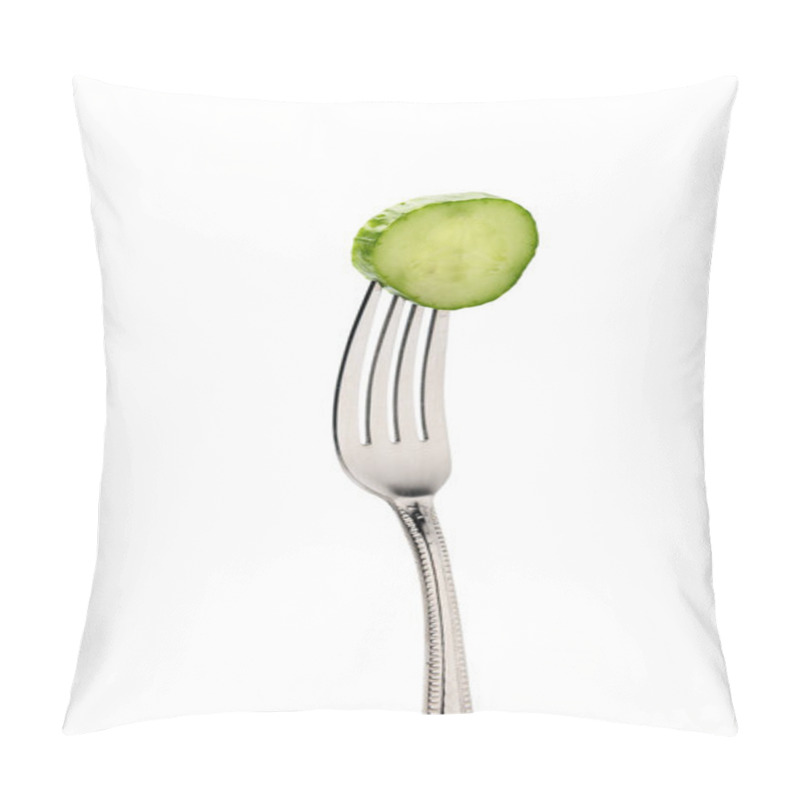 Personality  Fresh Cucumber Slice On Fork Pillow Covers