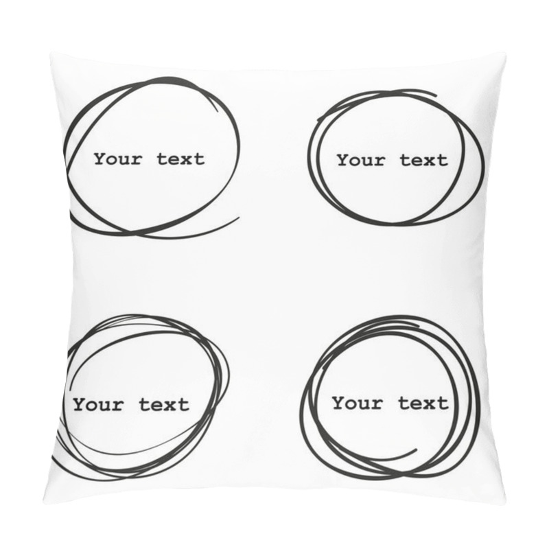 Personality  Set Of 4 Hand Drawn Scribble Circles, Vector Elements Design  Pillow Covers