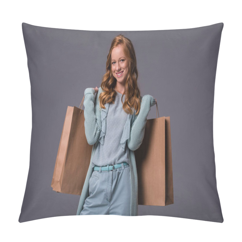 Personality  Happy Girl On Shopping Pillow Covers