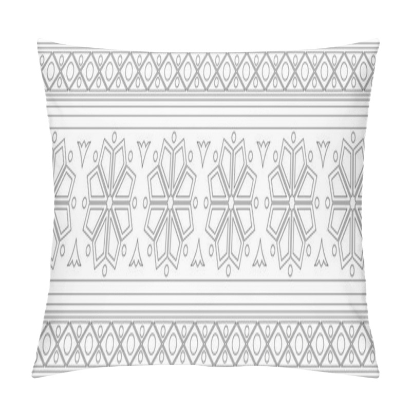 Personality  Vector Endless Black Contour Ancient Russian Ornament. Seamless Slavic Border, Frame. Painting Of The Royal Chambers Pillow Covers