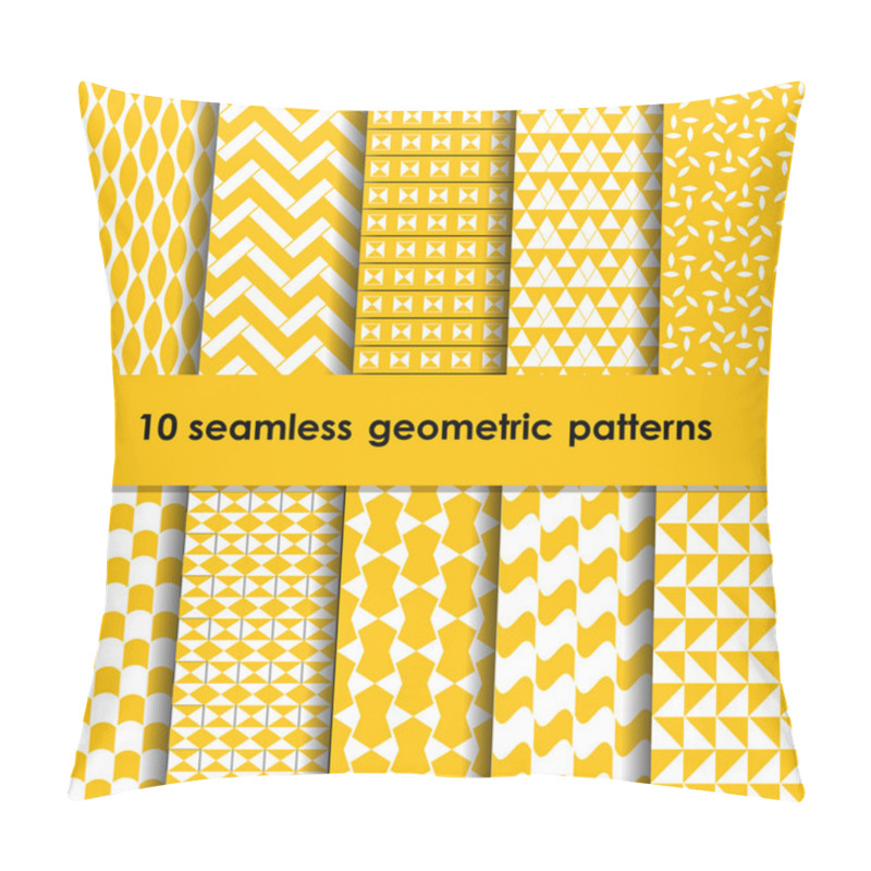 Personality  10 Geometric Yellow And White Seamless Patterns Set Pillow Covers