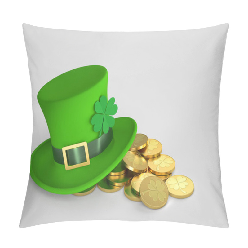 Personality  Lucky Green Hat And Golden Coins, With Clipping Path Pillow Covers