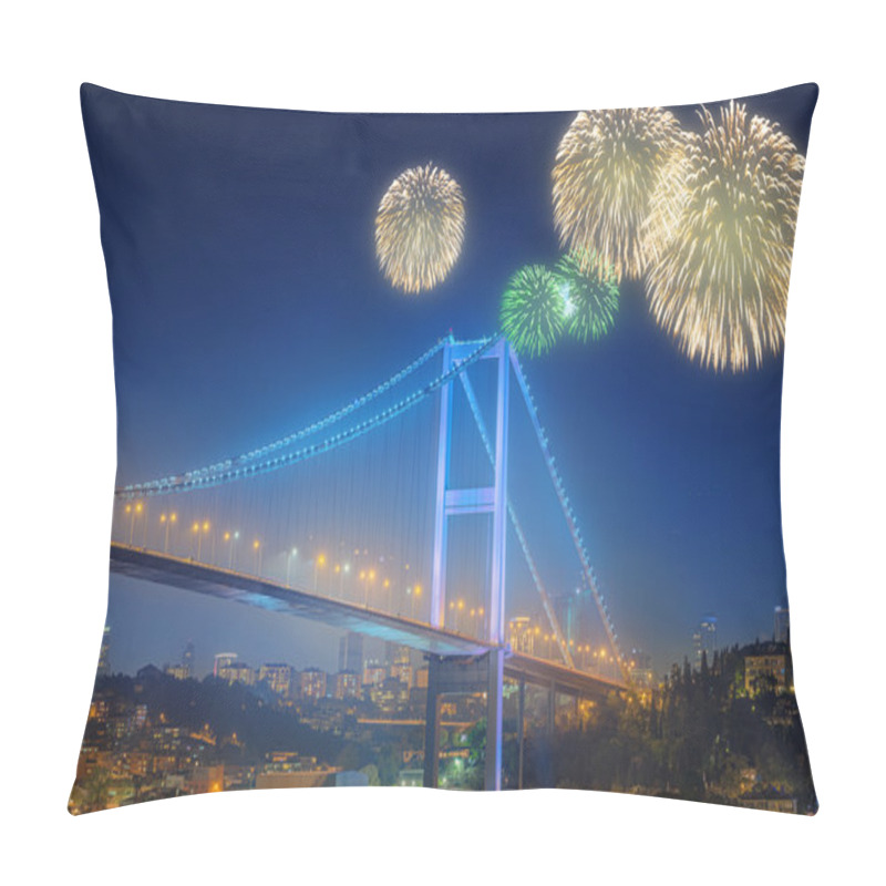 Personality  Beautiful Fireworks And Cityscape Of Istanbul Pillow Covers