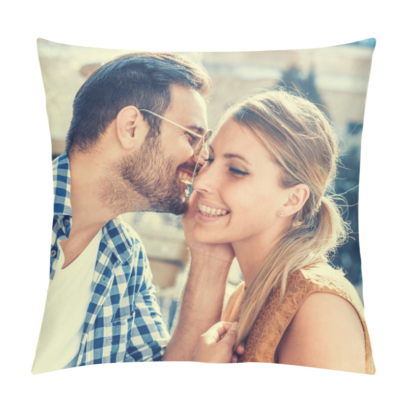 Personality  Young Couple In Love Outdoor Pillow Covers