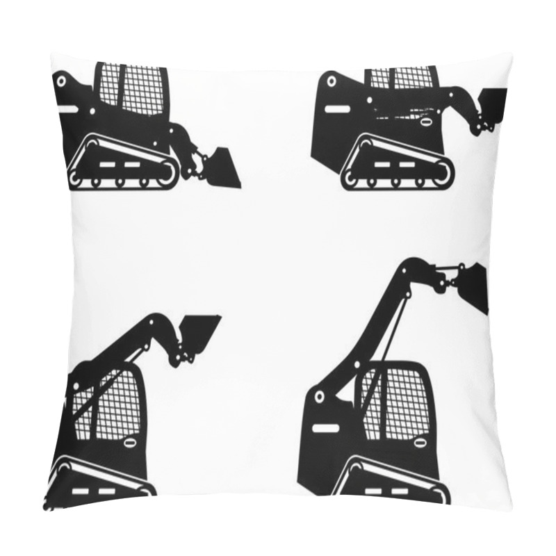 Personality  Skid Steer Loaders. Heavy Construction Machines. Vector Illustration Pillow Covers