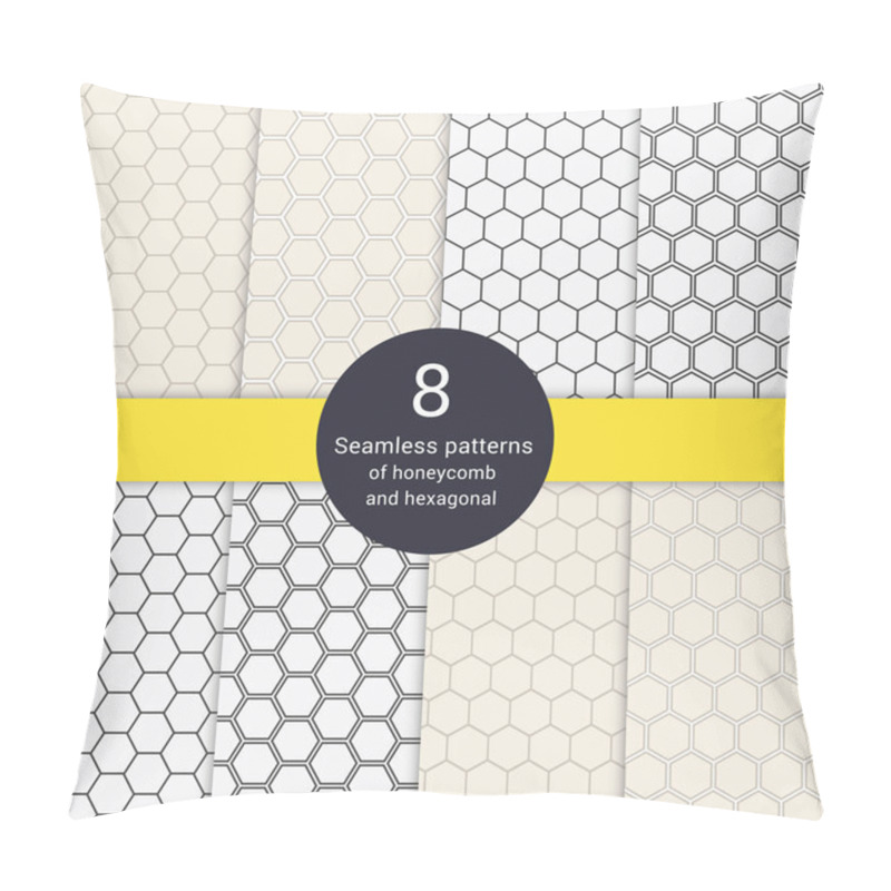 Personality  Set Of 8 Hexagonal Honeycomb Line Style Seamless Patterns. Pillow Covers