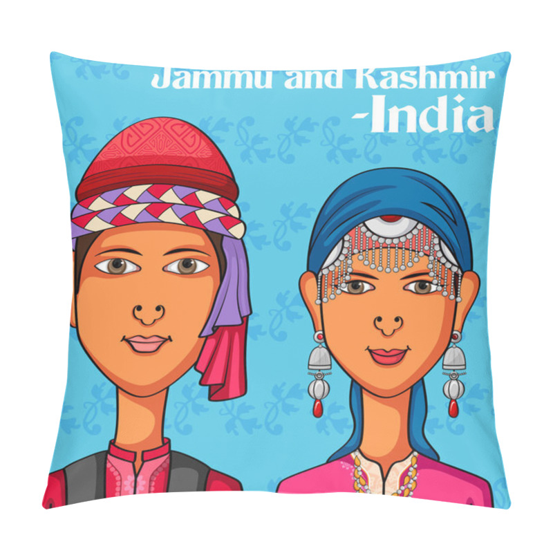 Personality  Kashmiri Couple In Traditional Costume Of Jammu And Kashmir, India Pillow Covers