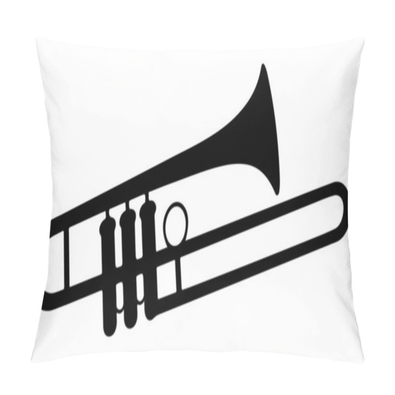 Personality  Trombone Silhouette Vector Art On White Background Pillow Covers