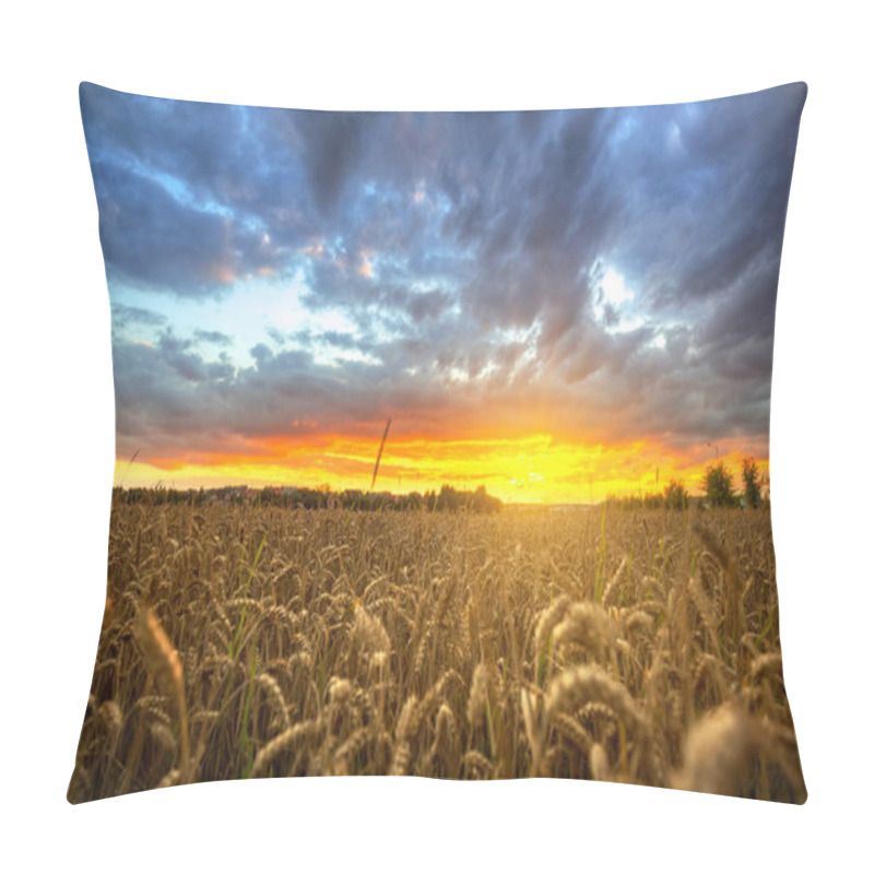 Personality  Sunset Over The Wheat Field Pillow Covers