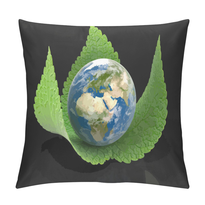 Personality  3d Globe On Leaves. Image With Clipping Path  Pillow Covers