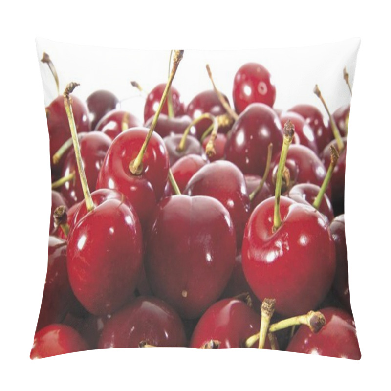 Personality  Sweet Cherries At White Background Pillow Covers