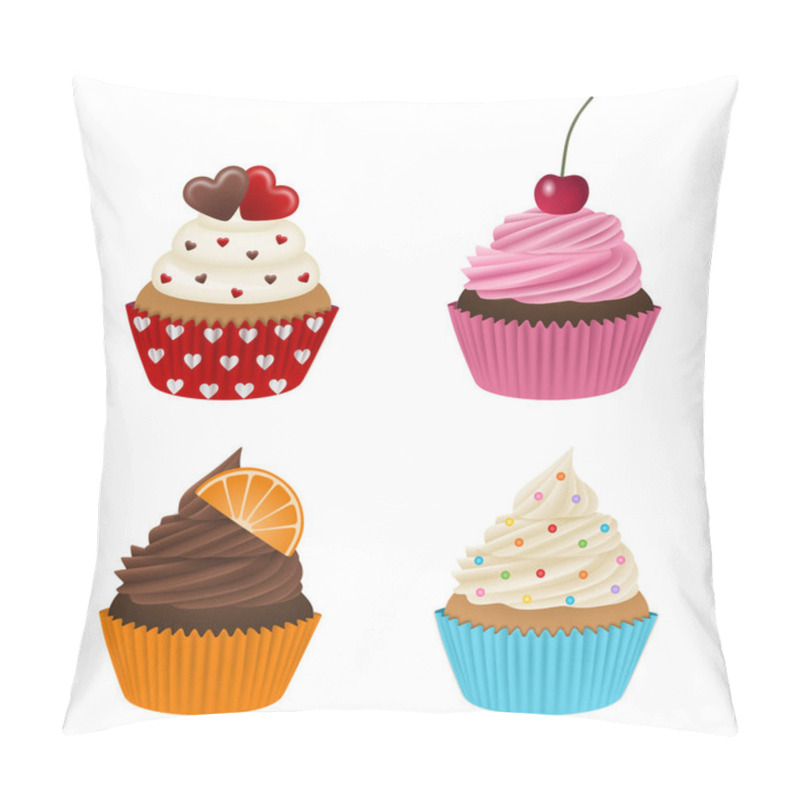 Personality  Set Of Cupcakes With Different Decorations Pillow Covers