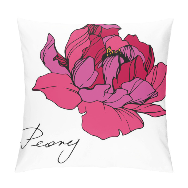 Personality  Vector Pink Peony. Floral Botanical Flower. Engraved Ink Art. Isolated Peony Illustration Element. Pillow Covers